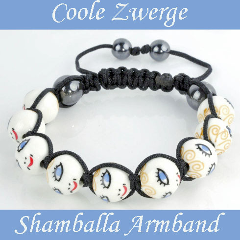 Shamballa Armband weiß  Gesicht