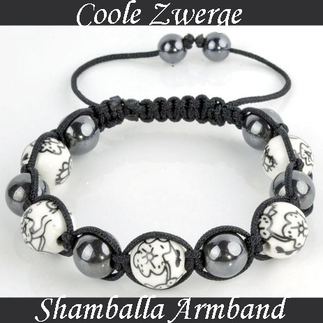 Shamballa Armband weiß grau Muster