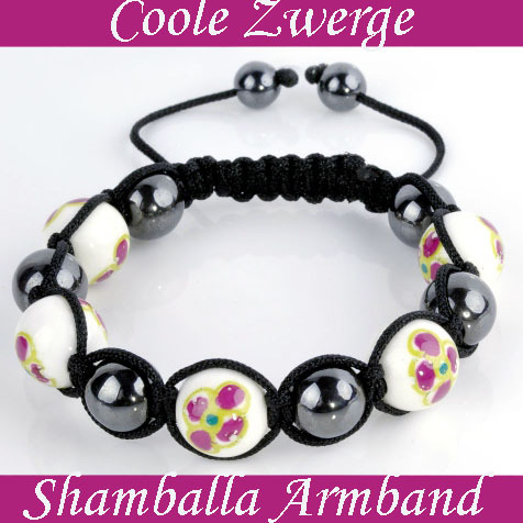 Shamballa Armband weiß bunt Muster