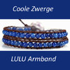 Lulu Armband braunes Leder blaue Perlen 35 - 40 cm verstellbar